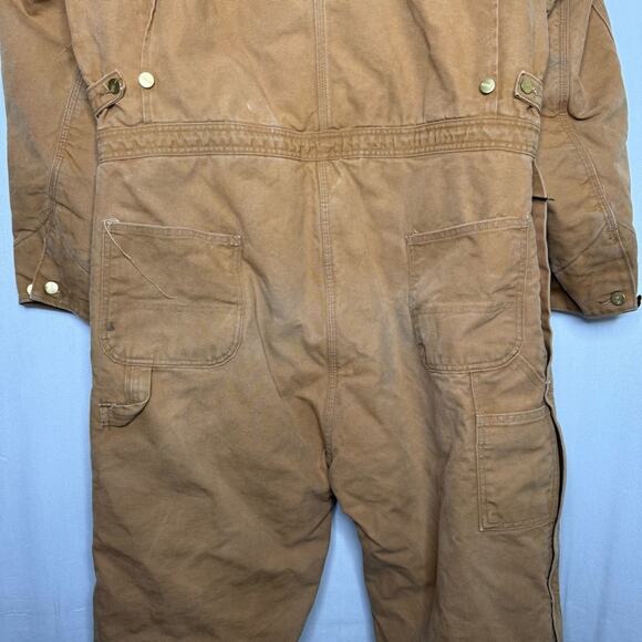 CARHARTT / vintage tan duck canvas fully quilt lined workwear coveralls / 48R - Picture 11 of 16